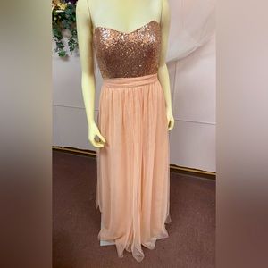Christina Wu Rose Gold and Blush Pink Gown